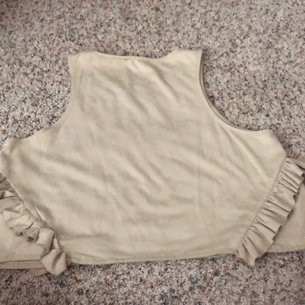 Zara Cream Ruffled Crop Tank Top - Picture 4 of 4